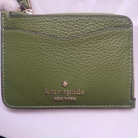 Kate Spade New York Leila Green Leather Card Holder Wristlet - Picture 6 of 6